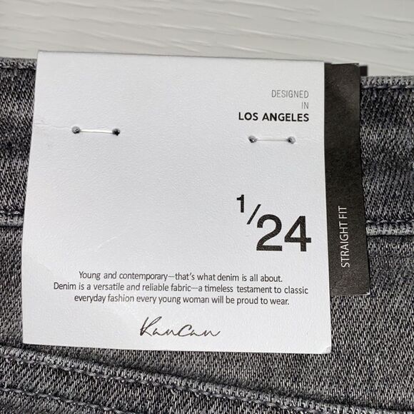 KanCan Strait Fit High Rise Skinny Distressed Button Fly Jeans Charcoal Wash - Picture 11 of 15